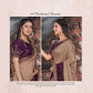 Beige, Purple Colored Tussar Silk Embroidered Saree With Blouse - Norita Royal Adveka