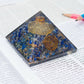 Golden Peacock Blue & Gold-Toned Lapis Lazuli Orgone Stone Pyramid Prism Paperweight | Swadesiicart
