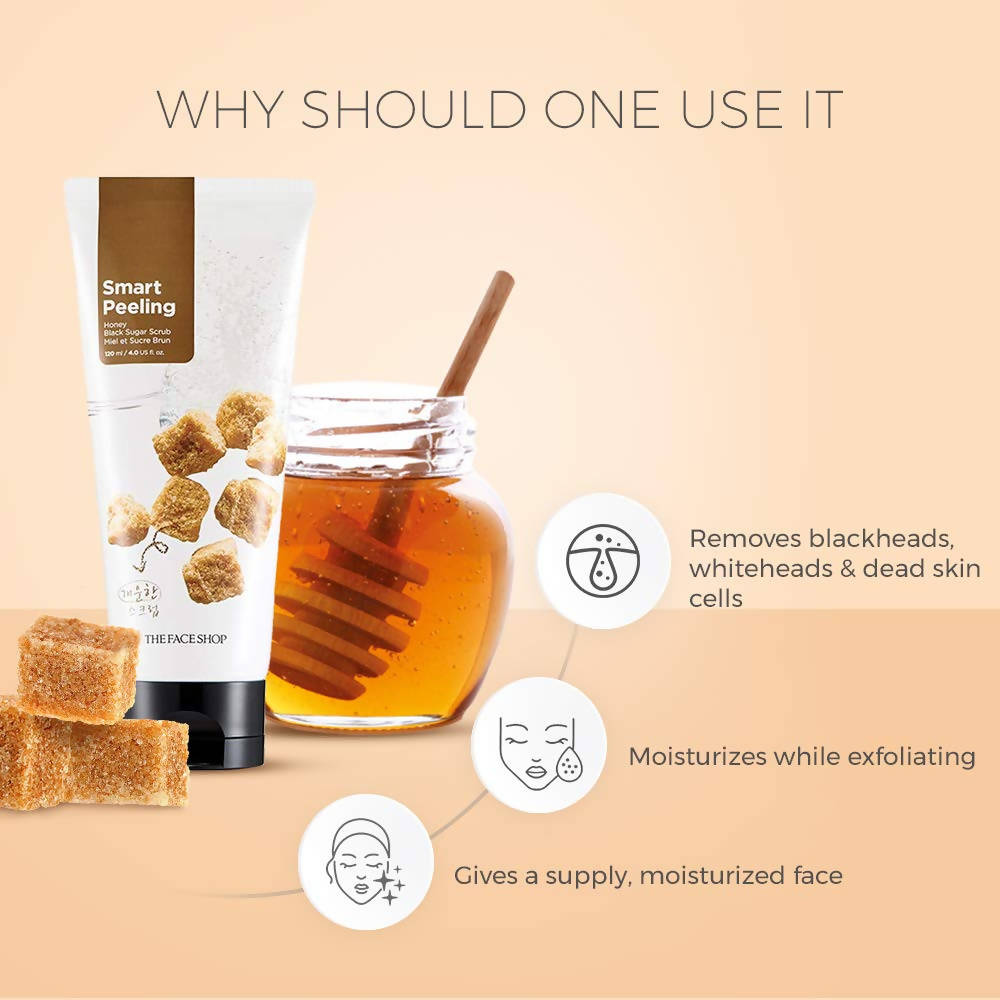 The Face Shop Smart Peeling Honey Black Sugar Scrub - Korean Skincare | Swadesiicart