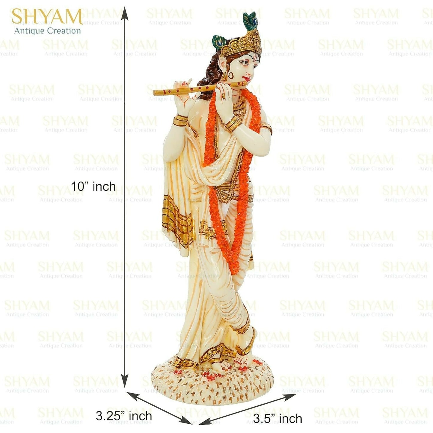 Shyam Antique Creation Lord shri Krishna Playing Flute Standing kanha Idol - Swadesiicart