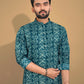 Anaita Teal Printed Cotton Straight Kurta