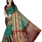 Vamika Banarasi Jaquard Rama Green & Red Weaving Saree | Swadesiicart