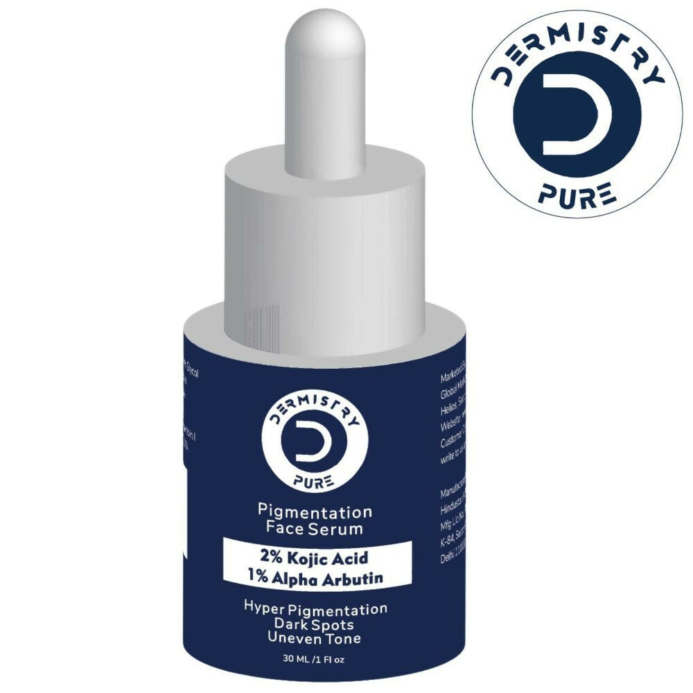 Dermistry Pure 2% Kojic Acid 1% Alpha Arbutin Instant Glowing Bright Light Pigmentation Spots Serum - Swadesiicart