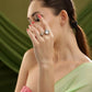 Kundan Gold Plated Hexagon and Pear Ring - Ruby Raang | Swadesiicart