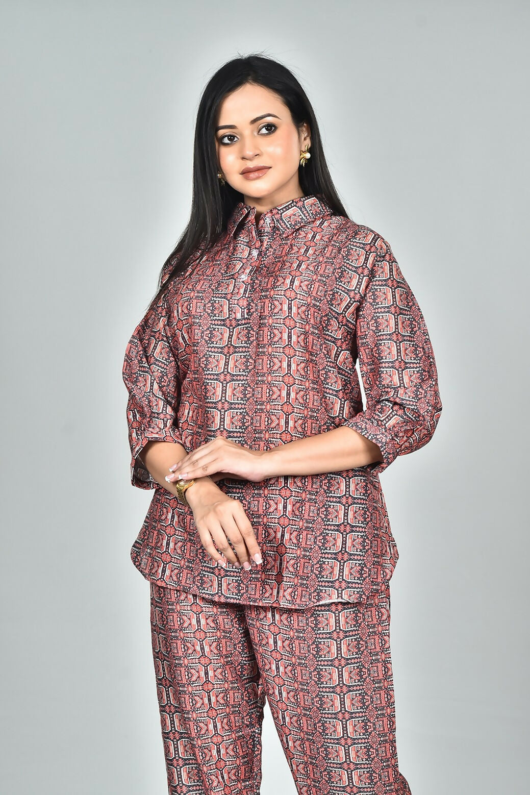 Morchari Digital Print Semi Muslin Co-Ord Set Top & Trouser-Multicolor - Swadesiicart