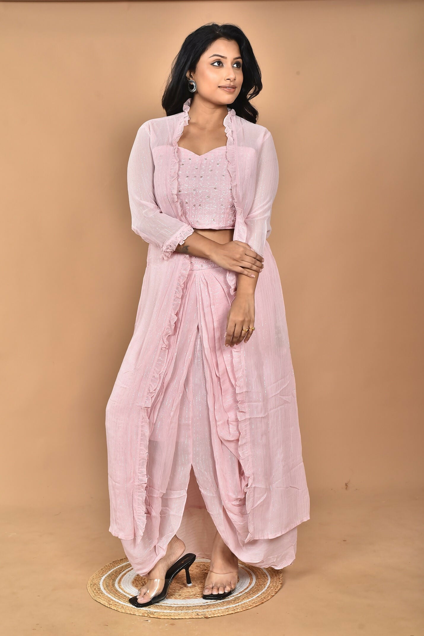 Morchari Women Hand Embroidery Crop Top-Pink - Swadesiicart