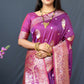 Jyoti Fashion Women's Purple Paithani Silk Zari Woven Saree with Blouse | Swadesiicart