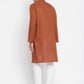 Even Apparels Brown Color Pure Cotton Men's Kurta With Band Collar | Swadesiicart