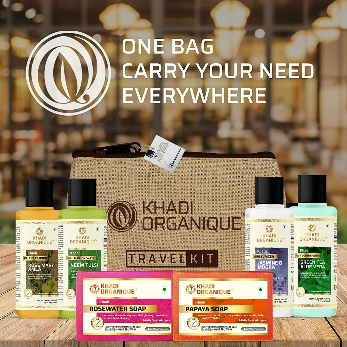 khadi Organique Grooming Travel Kit Men & Women - Swadesiicart