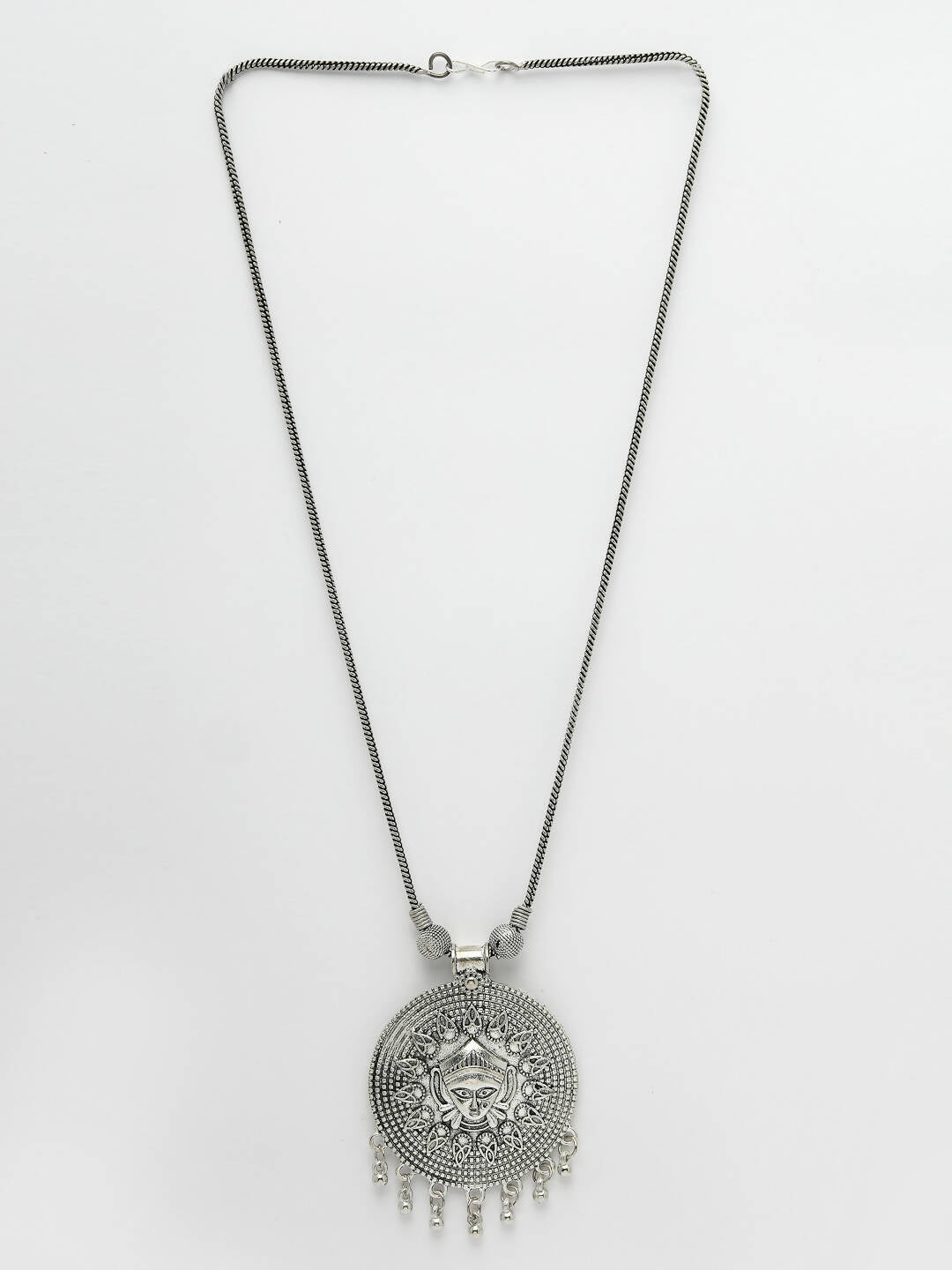 NVR Women's Elegant Silver Oxidised Brass Necklace | Swadesiicart