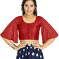 Aastha Fashion Women's Women's Red Art Silk Umbrella Sleeves Readymade Blouse
