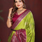 Anaita P Green Zari Butta Work Satin Silk Saree With Blouse