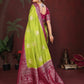 Anaita P Green Zari Butta Work Satin Silk Saree With Blouse