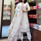 The52 White Women's Gorgeous Georgette Butti Fabric Embroidered Work Straight Kurta Pant and Dupatta Set - Swadesiicart