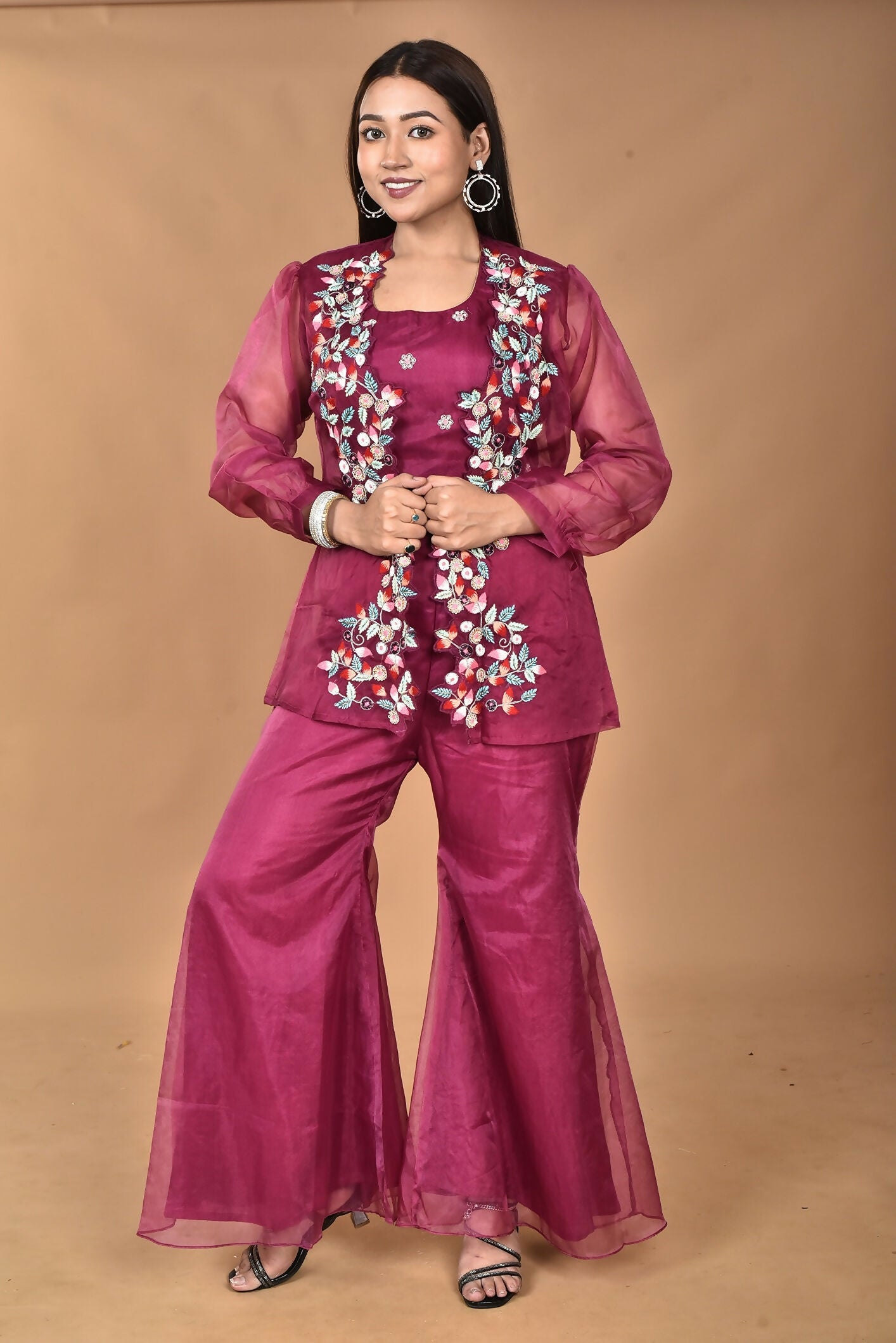 Morchari Women Hand Embroidery Crop Top-Magenta - Swadesiicart