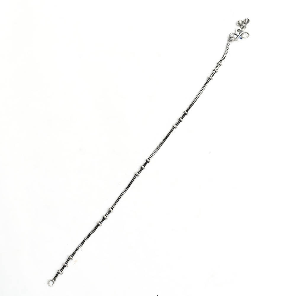 Mominos Fashion Kamal Johar Oxidised Light Weight Silver Anklets | Swadesiicart