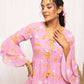 FIORRA Women's Light Pink Georgette Floral Printed Western Dress - Swadesiicart