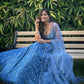 Jyoti Fashion Blue 3MM Sequence with Thread Embroidered Faux Georgette Lehenga Choli with Dupatta | Swadesiicart