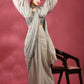 Grey Fancy Pure Fabric Plain Ready to wear Saree with stitched Blouse - Vrinda | Swadesiicart