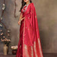 Joban Fashion Red Floral Motifs Banarasi Silk Sarees | Swadesiicart