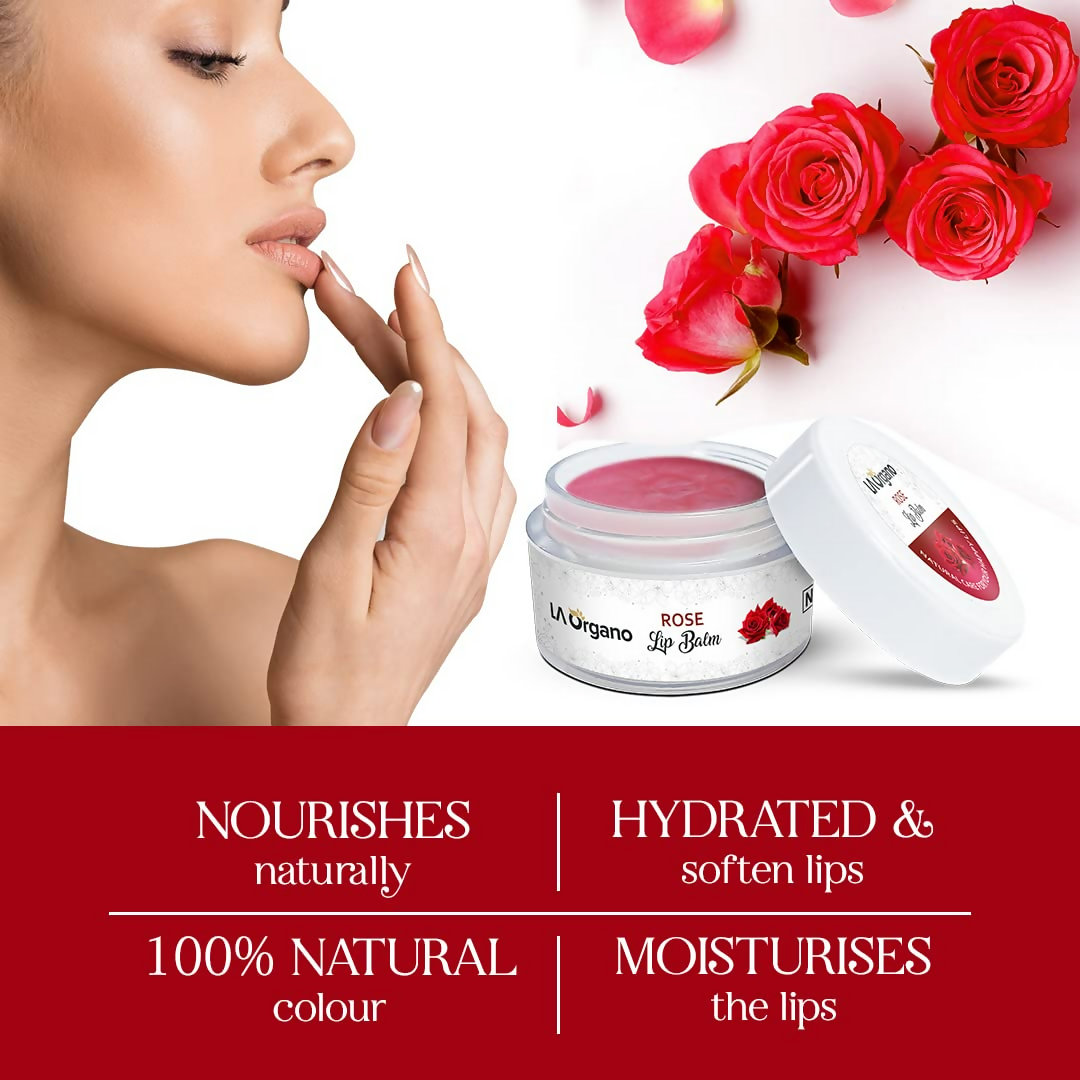 LA Organo Rose Lip Balm For Dry Chapped Lips - Swadesiicart