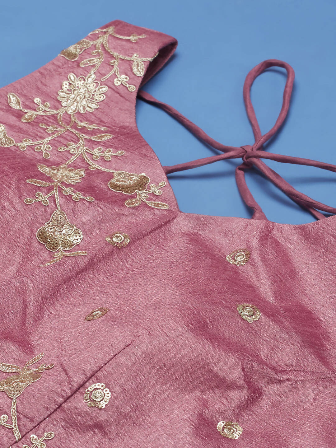 House of Panchhi Rose Gold Net Sequinse Work Lehenga & Blouse, Dupatta | Swadesiicart