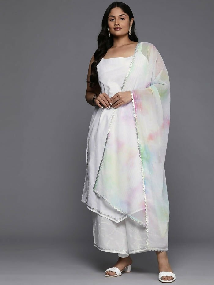Ahalyaa Women's Traditional wear Kurta Set - White | Swadesiicart
