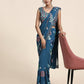 Blue Pure Georgette Sequence work Ready to wear Saree with stitched Blouse - Nirvana | Swadesiicart