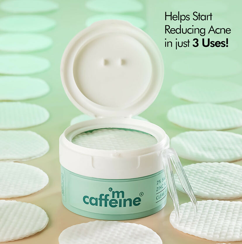mCaffeine 2% Salicylic Acid Serum Clear Skin Acne Pads - Acne & Oil Control with Matcha Tea - Swadesiicart