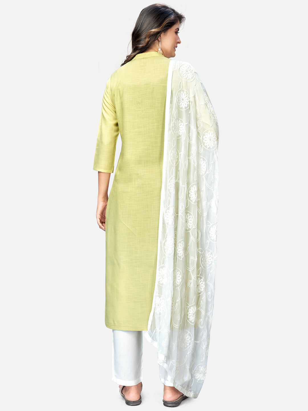 NOZ2TOZ Women Lime Green Kurta With Pant & Dupatta (3pcs set) - Swadesiicart