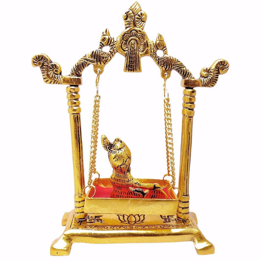 Chhariya Crafts Metal Krishna Jhula Laddu Gopal Idol - Swadesiicart