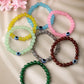 NVR Men & Women Set of 7 Crystals Beaded Evil Eye Elasticated Bracelet - Swadesiicart