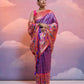 Vishnu Weaves Women's Royal-Blue Paithani Silk Zari Woven Saree with Blouse - Swadesiicart