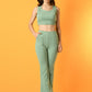 Myshka Women's Green Solid Top With Trousers - Swadesiicart
