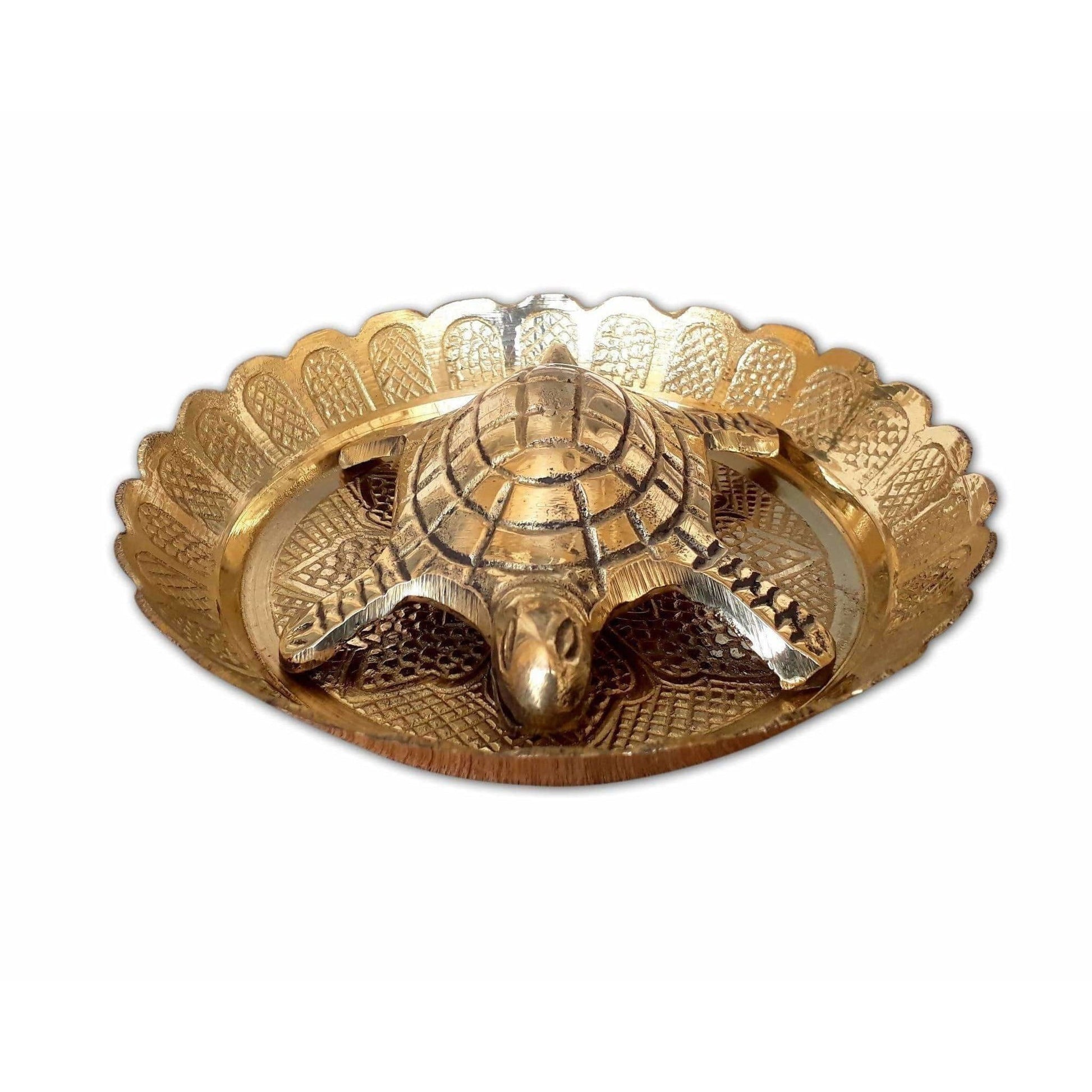 Tortoise with Small Brass Plate - Swadesiicart