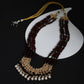 Gold-Toned Maroon Brass Gold-Polished Necklace - Ruby Raang | Swadesiicart