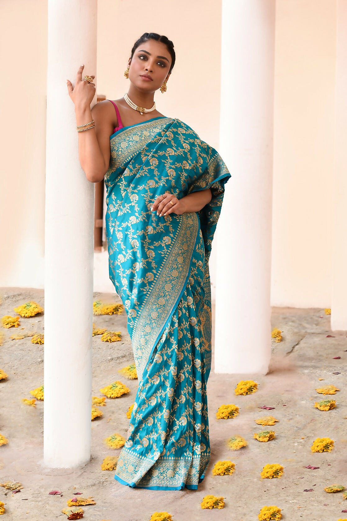 Joban Fashion Aqua Soft Pure Handloom Banarasi Silk Saree | Swadesiicart