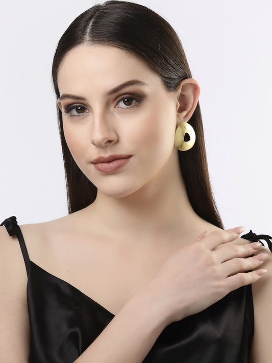 NVR Women Gold-Polished Alloy Triangular Drop Earrings - NR Retail-NVR