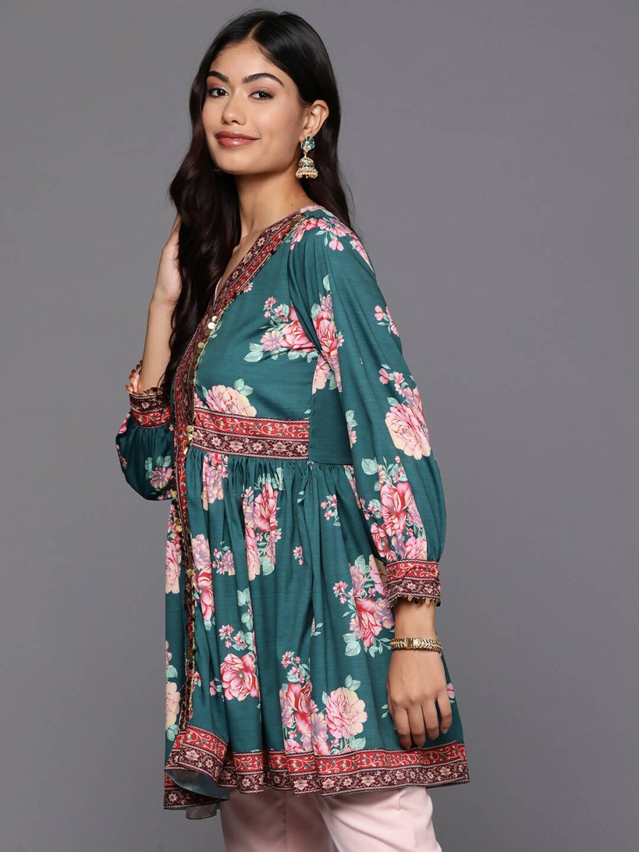 Ahalyaa Women's Traditional wear Tunic - Green | Swadesiicart