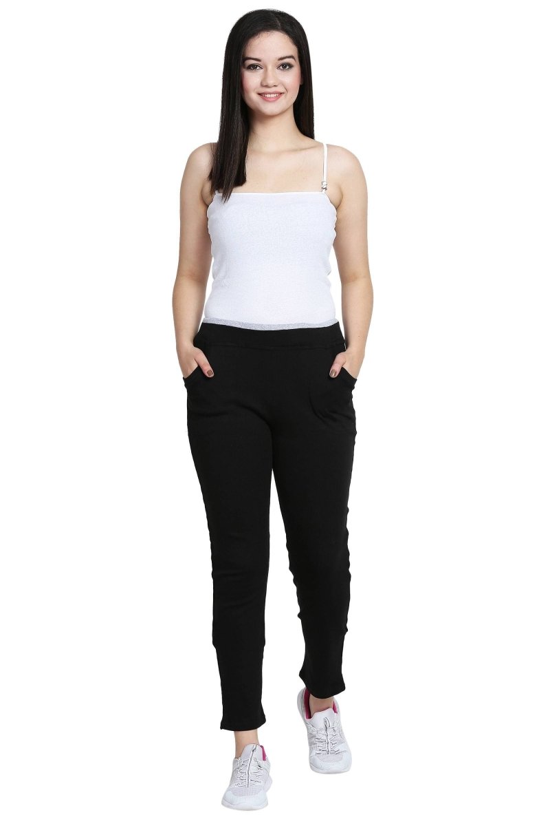 Asmaani Black color Hosiery Lower with Two Side Pockets. | Swadesiicart