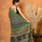 Very Much Indian Handblock Printed Cotton Saree With Natural Dyes - Green | Swadesiicart