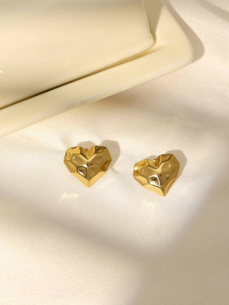 Golden Heart Studs - Ruby Raang | Swadesiicart