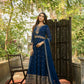 Blue Heavy Faux Georgette Anarkali Embroidered Kurta Set - Dhvani