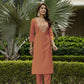 The52 Orange Women's Gorgeous Embroidered Rayon Fabric with Straight Kurta, Pant and Dupatta Set - Swadesiicart