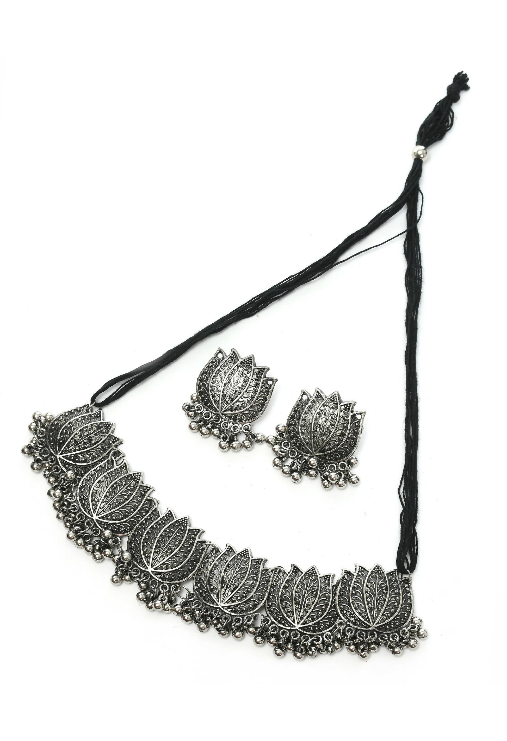 Mominos Fashion Johar Kamal Silver-Plated Brass Finish Lotus Design Choker For Women | Swadesiicart