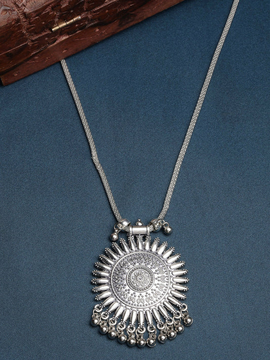 NVR Women's Silver-Toned German Silver Oxidised Pandent | Swadesiicart