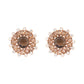Nuyug 22K Gold Plated Faux Smoky Quartz & White Crystal Studded Contemporary Floral Shaped Studs | Swadesiicart