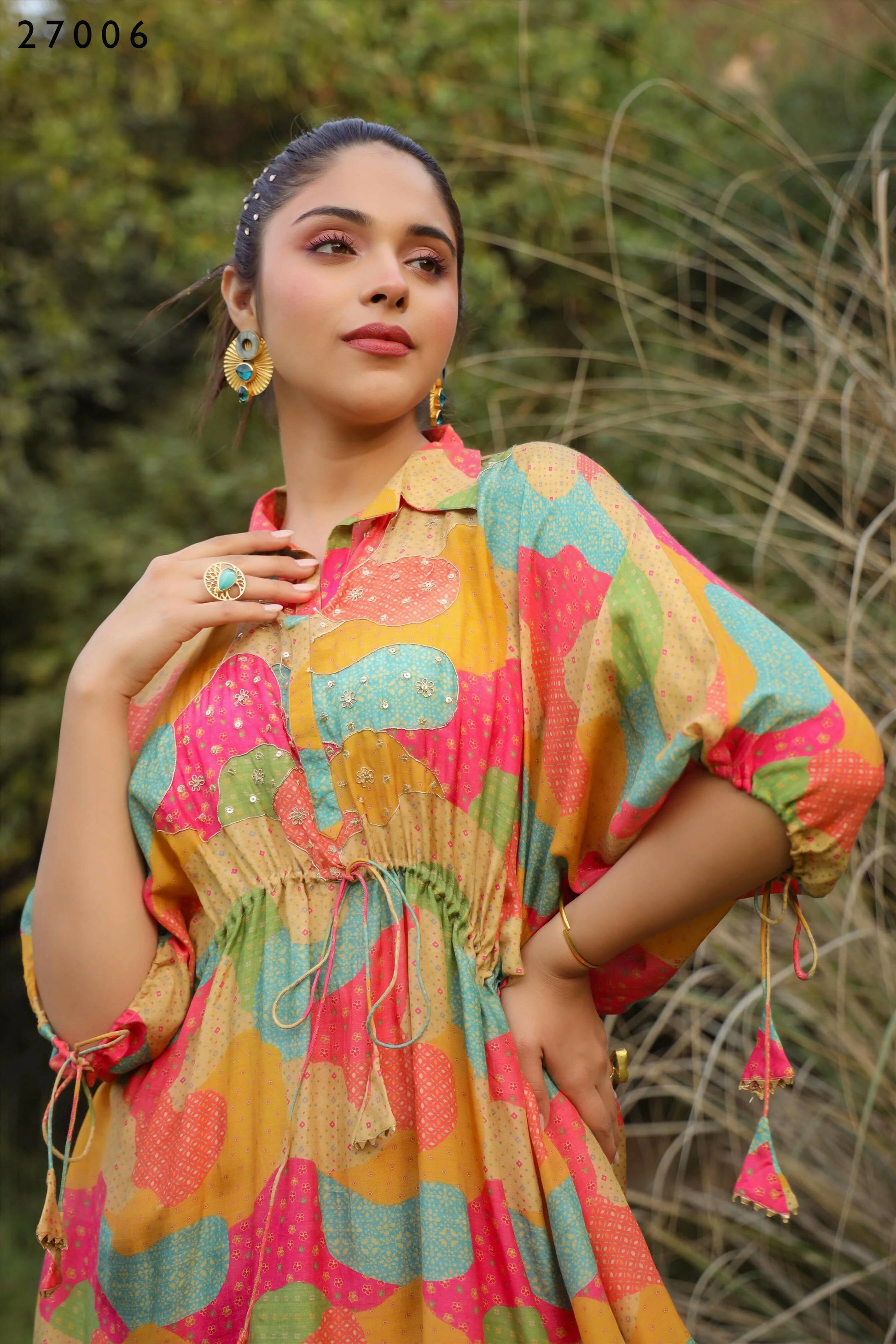 Women's Casual Fashionable Multi Mull Cotton co-ord set - Anya - Swadesiicart