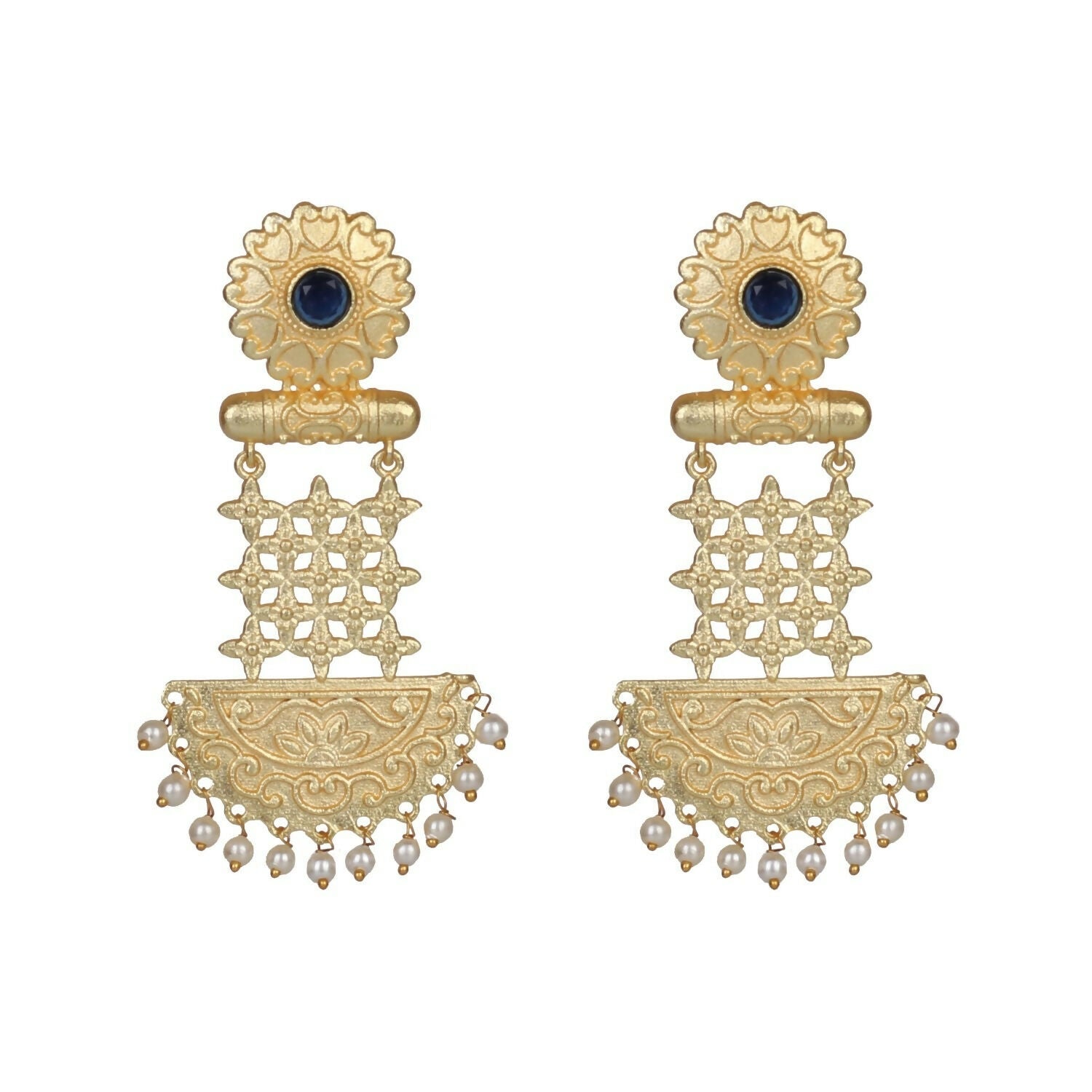 Joban Fashion Women Matte Gold Brass Earrings | Swadesiicart