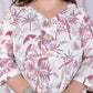 Miravan Women's Plus Size Pink Cotton Gota and Lace Border Birds and Leaf Floral Printed Anarkali Kurta - Swadesiicart